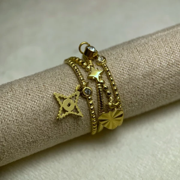bague ajustable quatre étages plaqué or